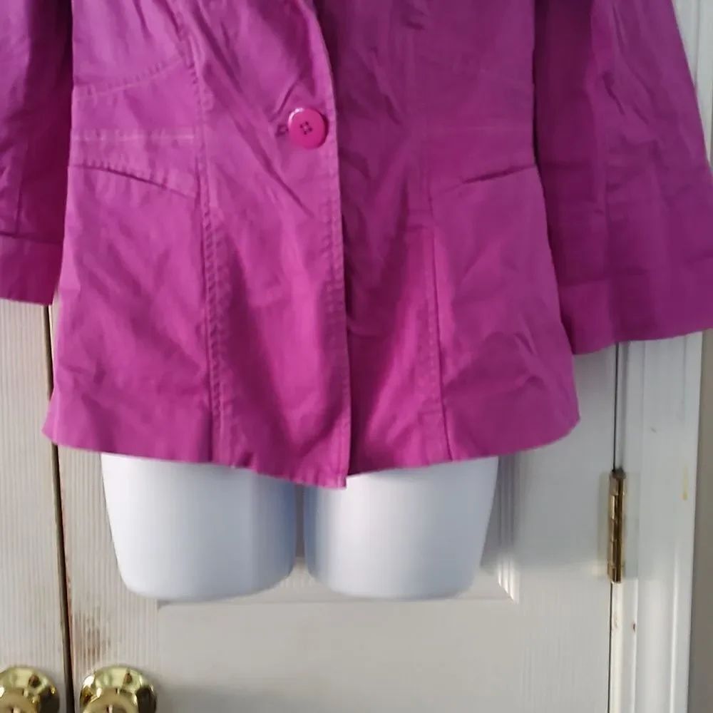 Joan River purple  blazer jacket single button closure cuffed sleeves  Sz S - Picture 2 of 5